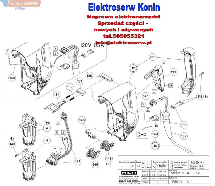Hilti spis części  do młotowiertarki TE 76P STD TPS2 366303
