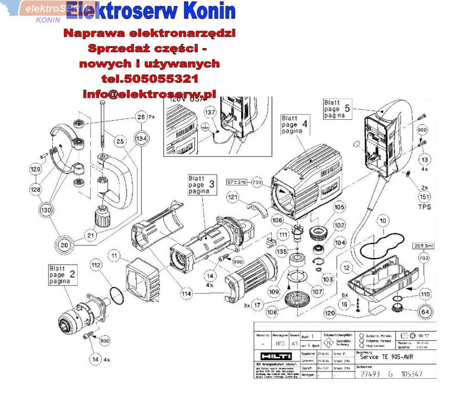 Hilti zębatka do młota udarowego TE 905-AVR 234007