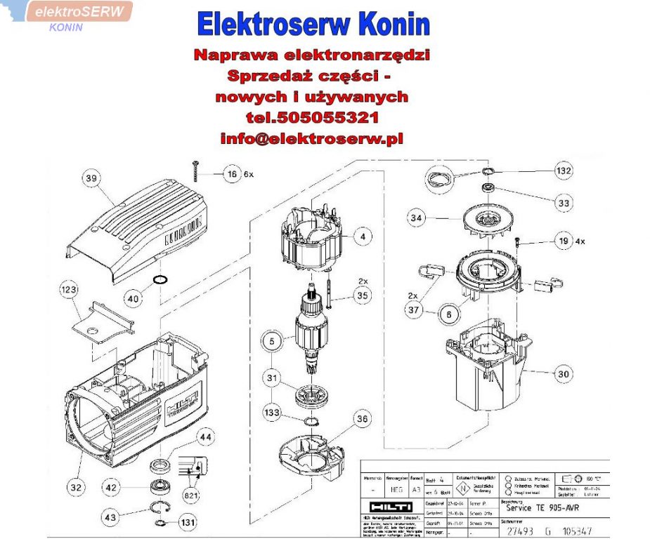 Hilti zębatka do młota udarowego TE 905-AVR 234007