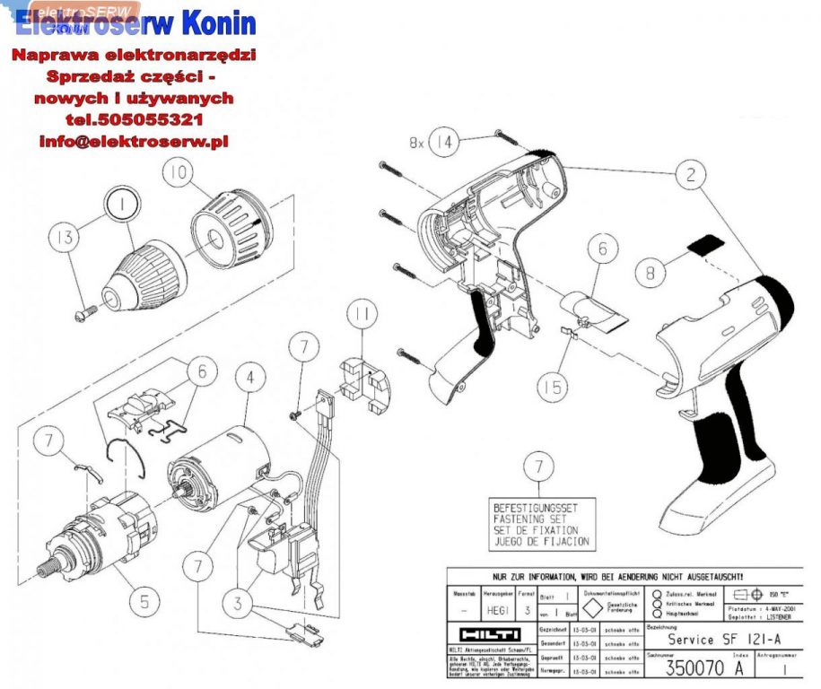 Hilti włącznik do wkrętarki akumulatorowej SF 121-A, SF 120, SF 150