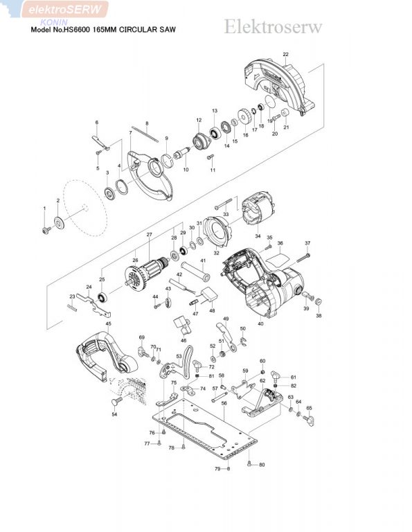 Makita schemat oraz lista części od pilarki tarczowej HS6600