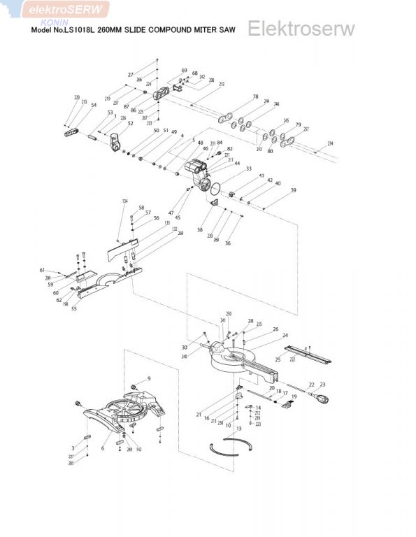 Makita ramie do ukośnicy ze wskaźnikiem laserowym LS1018L JM23100330
