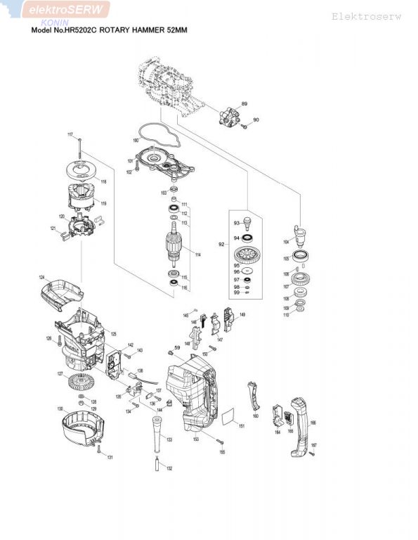 Makita schemat i spis części do młota obrotowego HR5202C