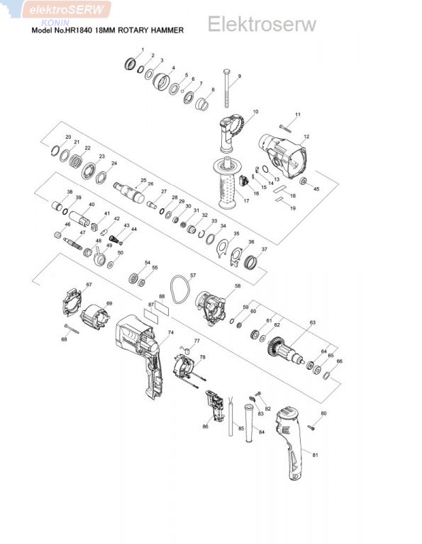 Makita wirnik 240V do młotowiertarki HR1840