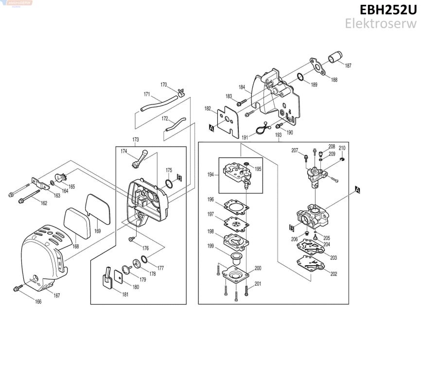 Makita schemat i lista części do podkaszarki spalinowej EBH252U