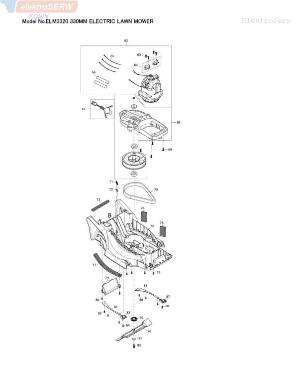 Makita śruba M8x25 do elektrycznej kosiarki ELM3320-ELM4120