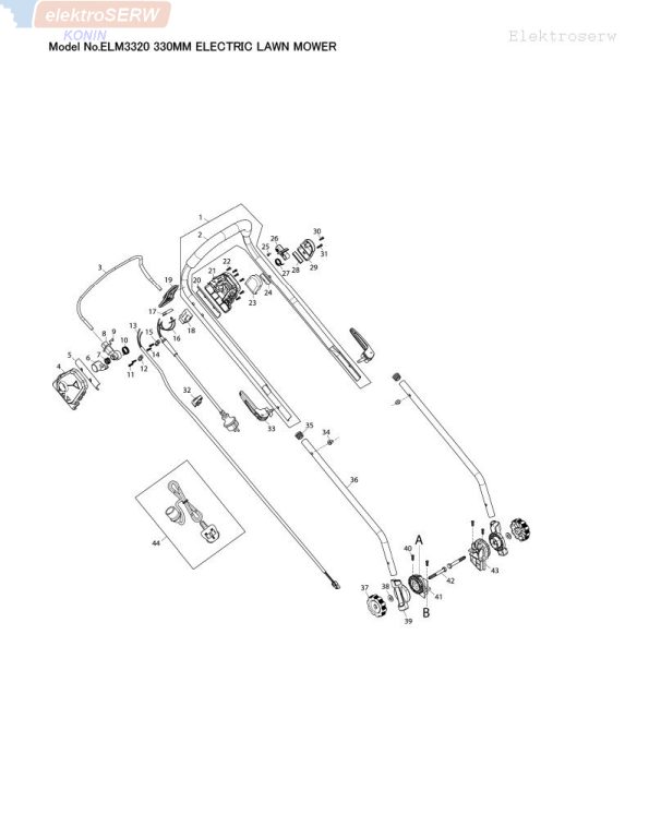 Makita rękojeść kosza do kosiarki elektrycznej ELM3320-ELM4621