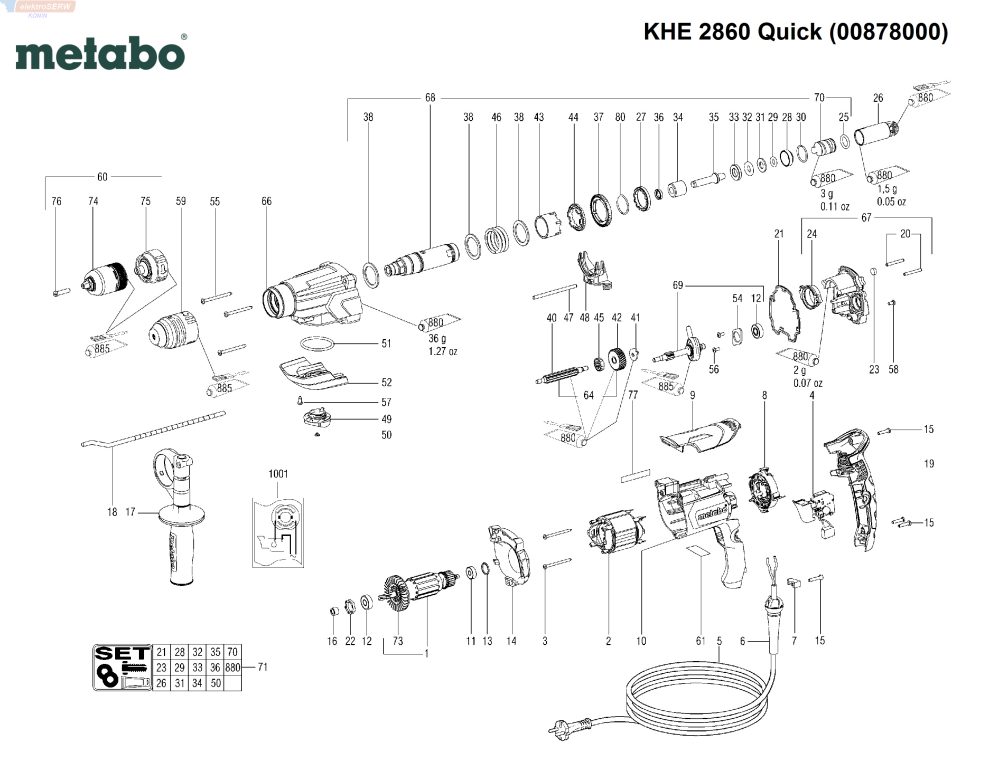Metabo młotowiertarka KHE 2860 Quick (00878000)