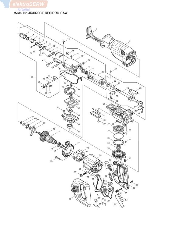 Makita prowadnik do piły / pilarki posuwowej / szablastej JR3070CT