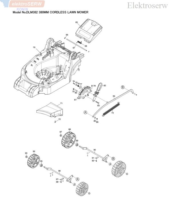 Makita kosz na trawę 40L kompletny do kosiarki DLM382 zawiera pręt 327411-7