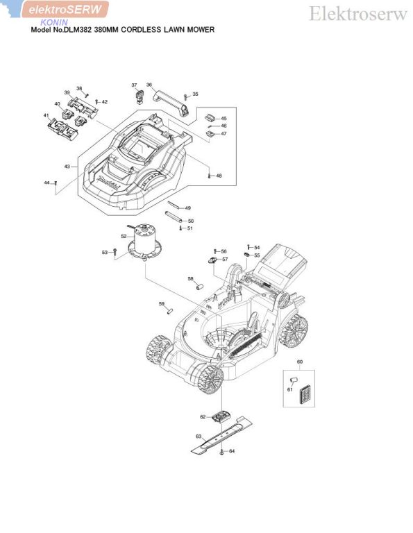 Makita kosz na trawę 40L (bez pręta 327411-7 do zawieszania kosza) do kosiarki DLM382