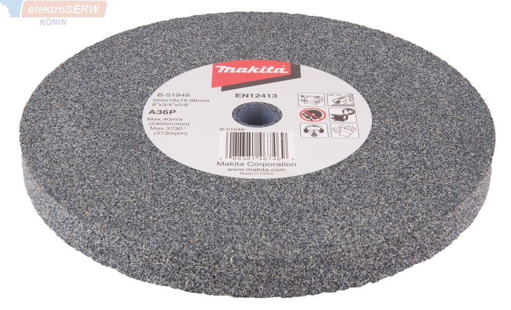 Makita kamień szlifierski tarcza szlifierska A36P 205x19x15,88mm do szlifierki stołowej GB801