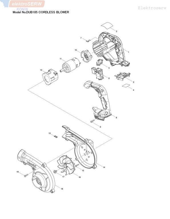 Makita silnik do akumulatorowej dmuchawy DUB185