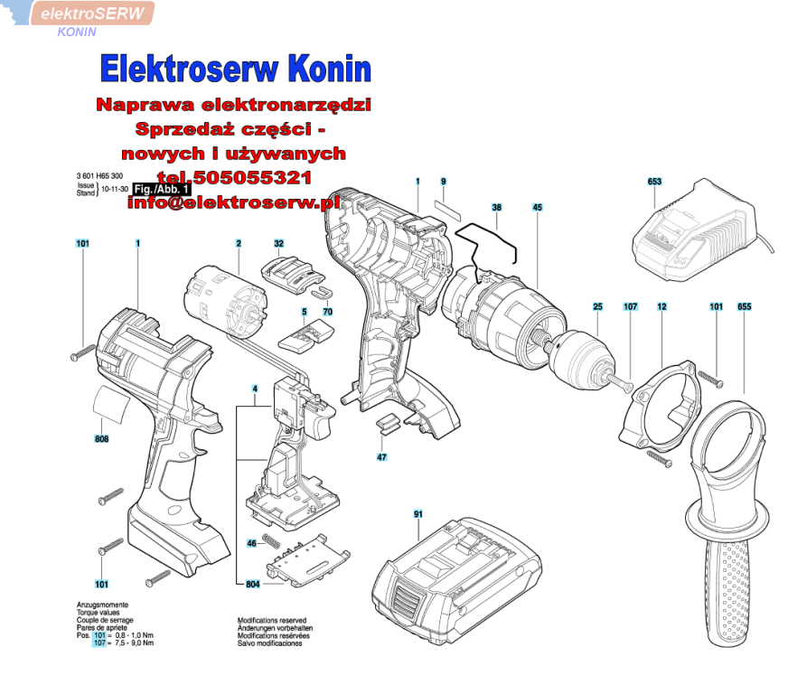 Bosch silnik prądu stałego 18V do wiertarko-wkrętarki udarowej GSB 18 VE-2-LI