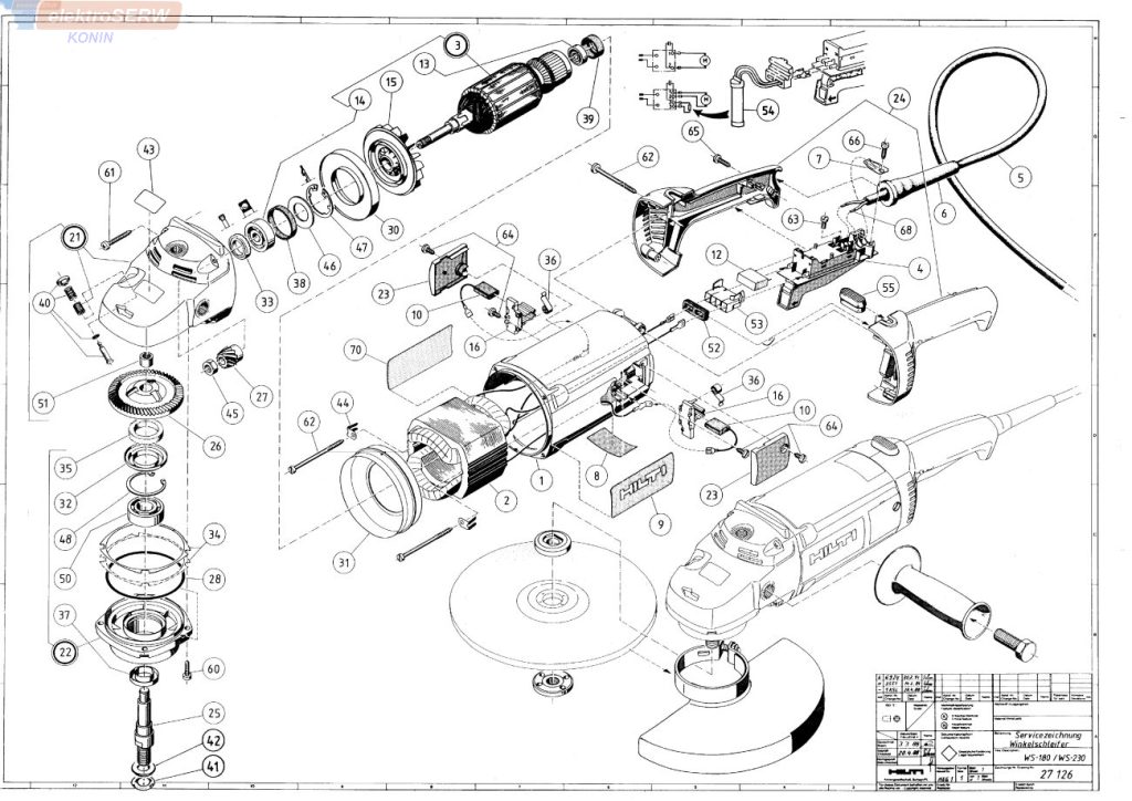 Szczotkotrzymacz 2szt do hilti szlifierki kątowej WS180 220V DC 230 2400W - zestaw
