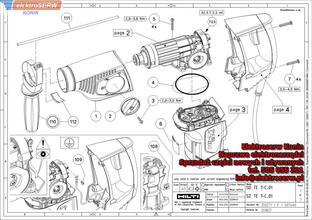 Zestaw kół zębatych TE 7 / TE 16 Hilti Młotowiertarka SDS Plus TE 7-C 349985 404484