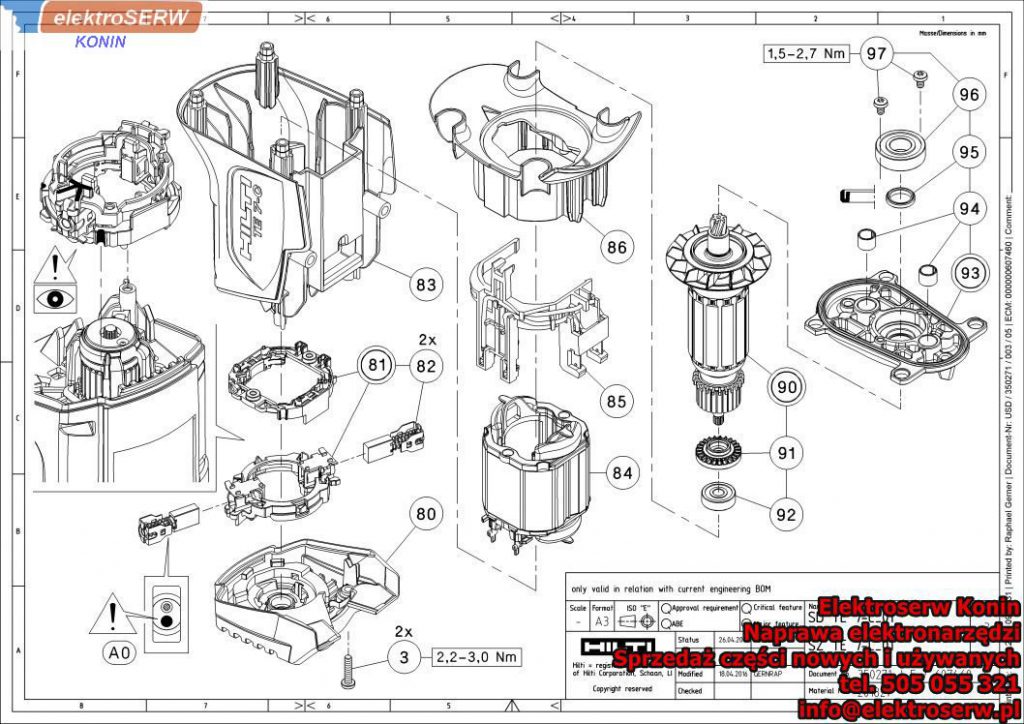 Zestaw obudowy przekładni Hilti Młotowiertarka SDS Plus TE 7-C 349985 328889