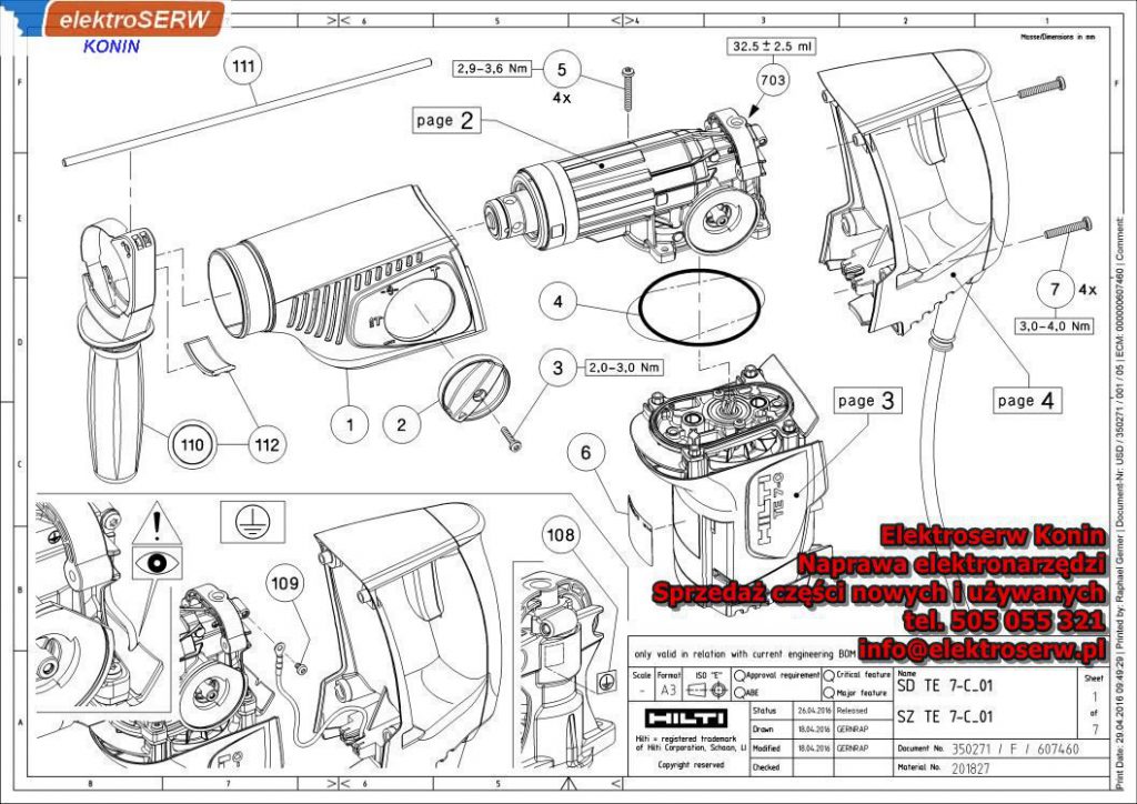 Stojan 220 V-240 V Hilti Młotowiertarka SDS Plus TE 7-C 349985 327713