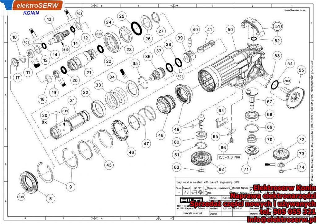Uchwyt boczny Hilti Młotowiertarka SDS Plus TE 7-C 349985 354585