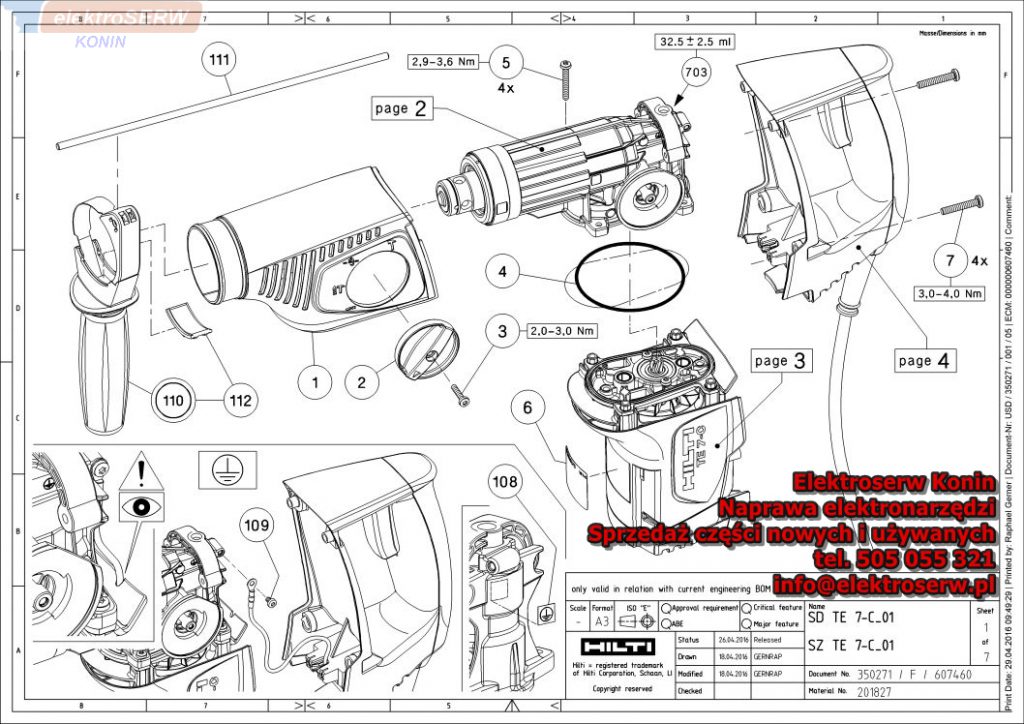 Części zamienne Hilti Młotowiertarka SDS Plus TE 7-C 349985