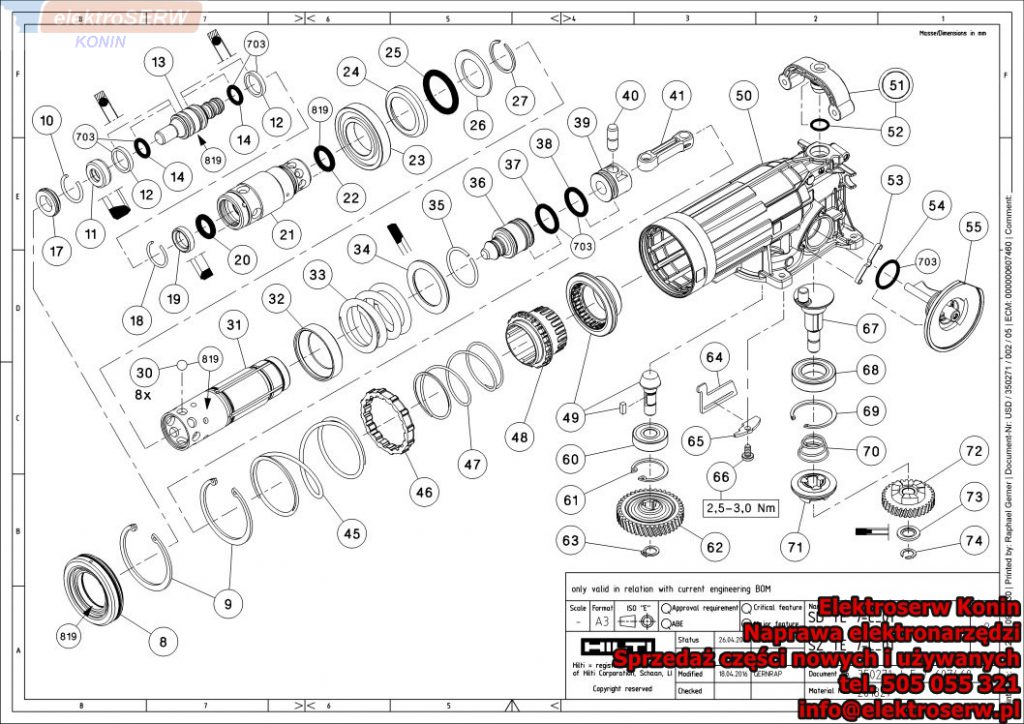 Części zamienne Hilti Młotowiertarka SDS Plus TE 7-C 349985