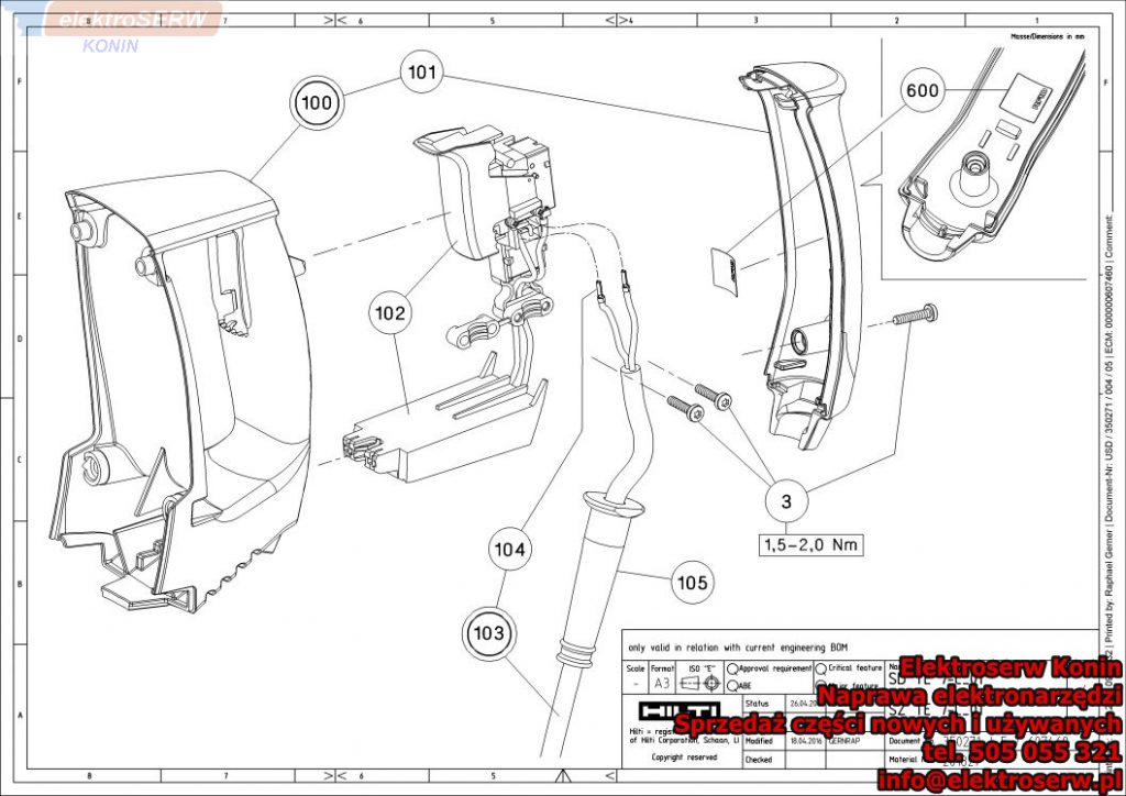 Części zamienne Hilti Młotowiertarka SDS Plus TE 7-C 349985