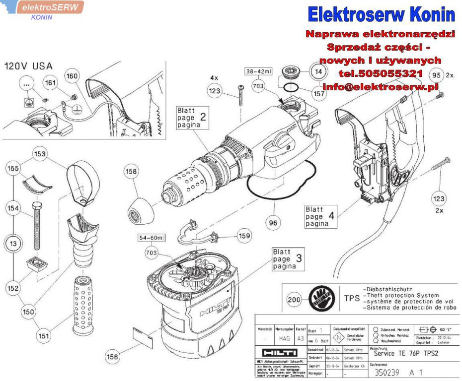 Stojan 220/240 V do młotowiertarki HILTI TE 76P STD TPS2 330551 330429