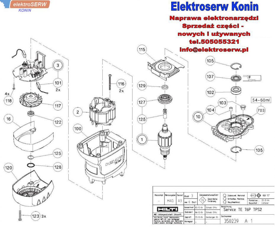 Uchwyt szczotki 220 / 240V kpl do młotowiertarki HILTI TE 76P STD TPS2 330551 330131