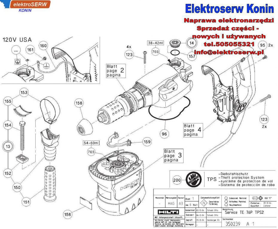 Zespół płyty łożyskowej do młotowiertarki HILTI TE 76P STD TPS2 330551 330523