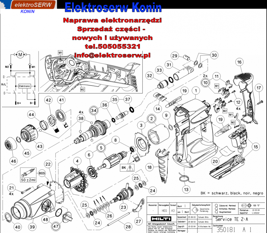 uchwyt szczotki kpl młotowiertarki Hilti TE 2-A 346454 326746