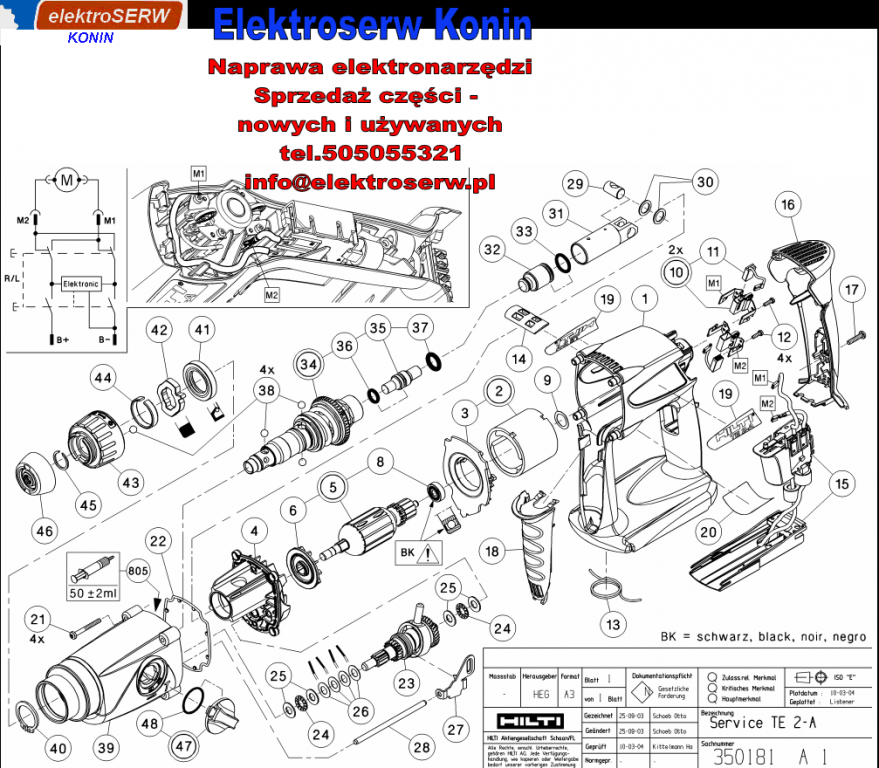 łącznik 24V komplet młotowiertarki Hilti TE 2-A 346454 346651