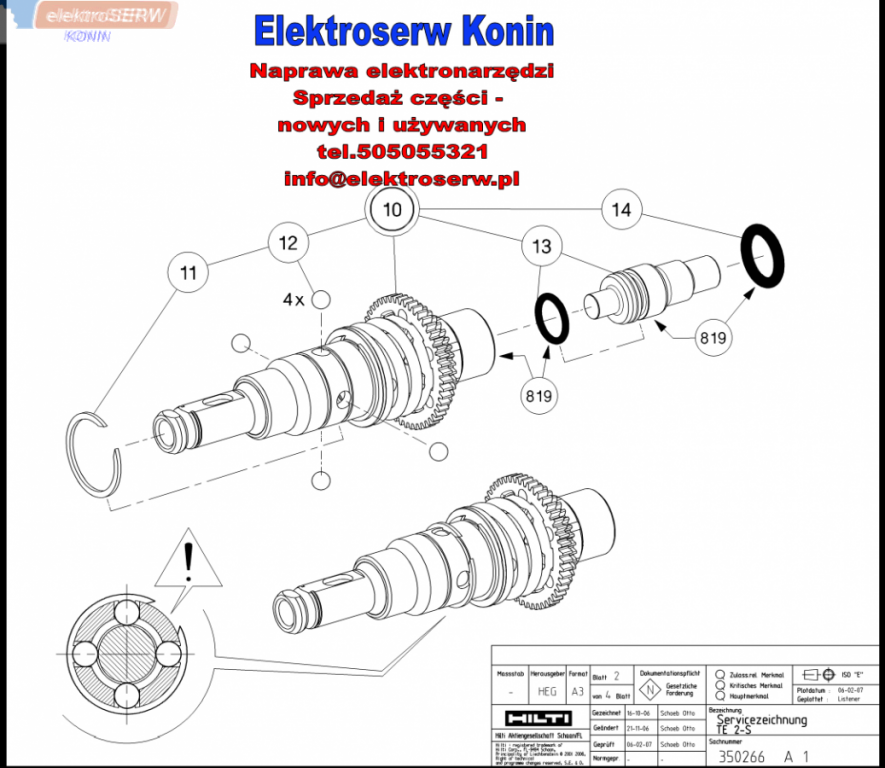 Obudowa przekładni TE 2-S kpl do młotowiertarki HILTI TE 2-S 327620 201565