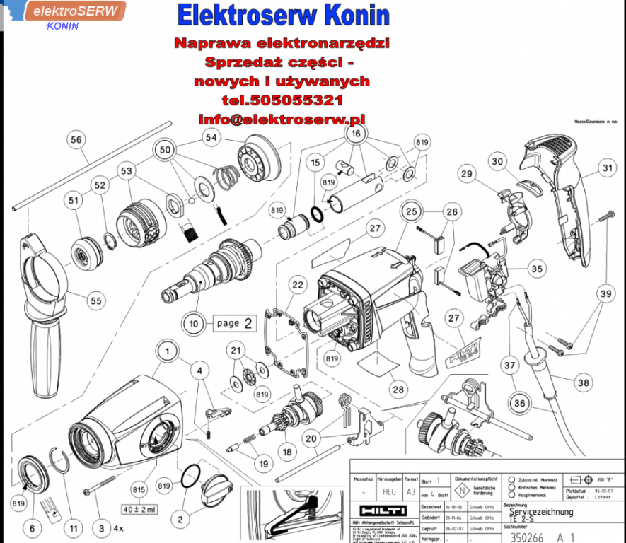 Siłownik napędowy do młotowiertarki HILTI TE 2-S 327620 201573