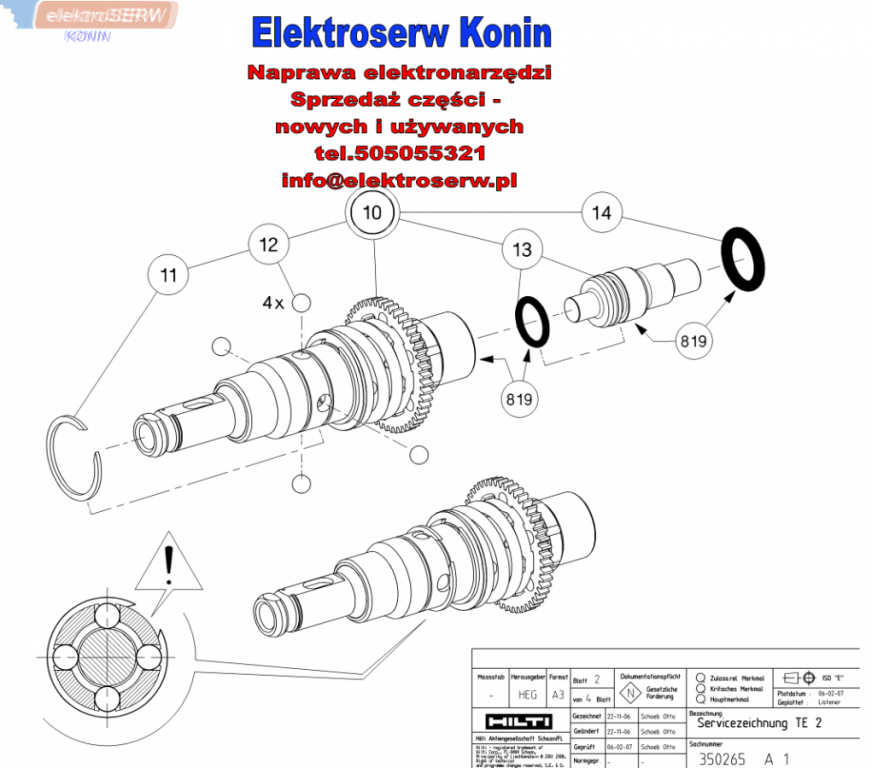 Obudowa przekładni do młotowiertarki HILTI TE 2 327605 201564