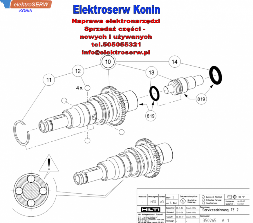 Siłownik napędowy do młotowiertarki HILTI TE 2 327605 201573