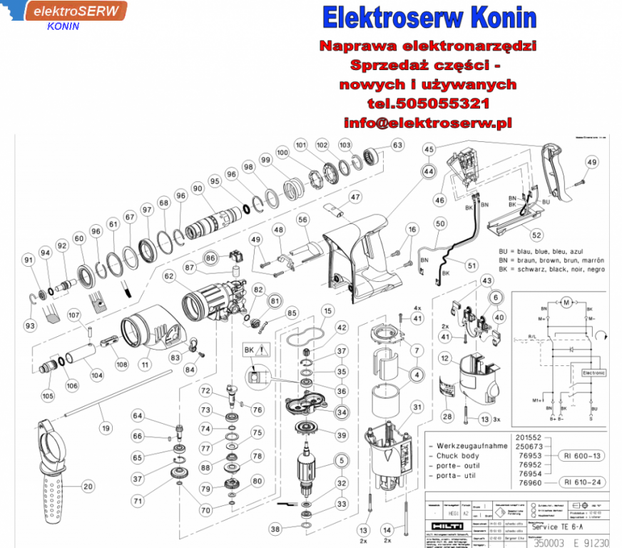 uchwyt boczny komplet do młotowiertarki akumulatorowej HILTI TE 6-A 203330 354585
