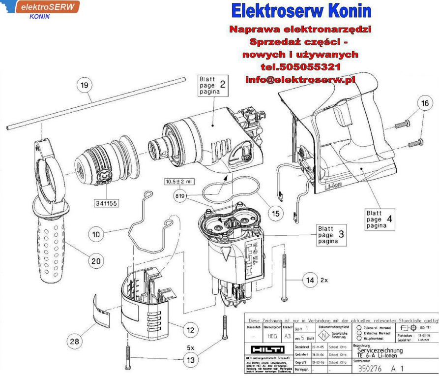 uchwyt boczny komplet do młotowiertarki akumulatorowej HILTI TE 6-A 203330 354585
